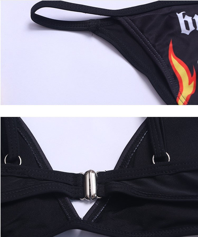 baby "Burn" Alternative Skull and Fire Bikini Set