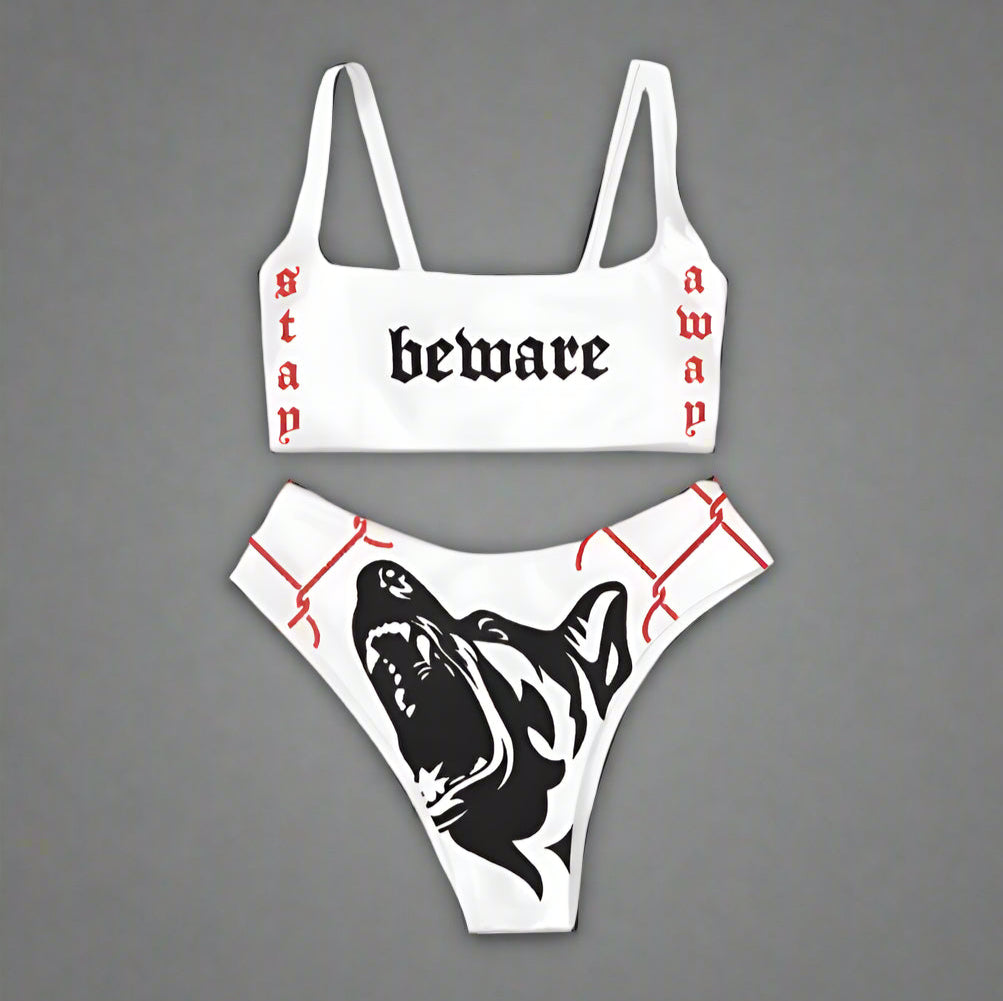 barking "Beware" Punk Bikini Set