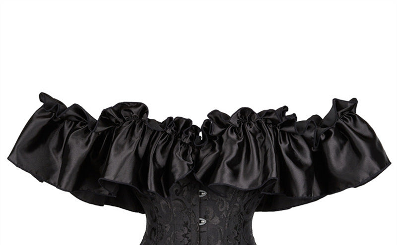 Black Off-Shoulder Corset with Ruffles