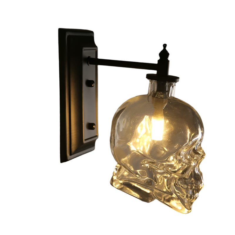Glass Skull Wall bedside Light Fixture