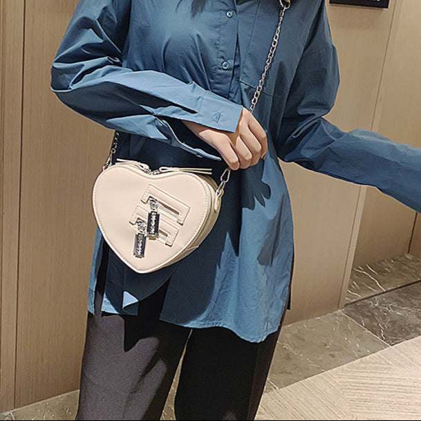 beige Gothic Heart Bag with Razor Blades