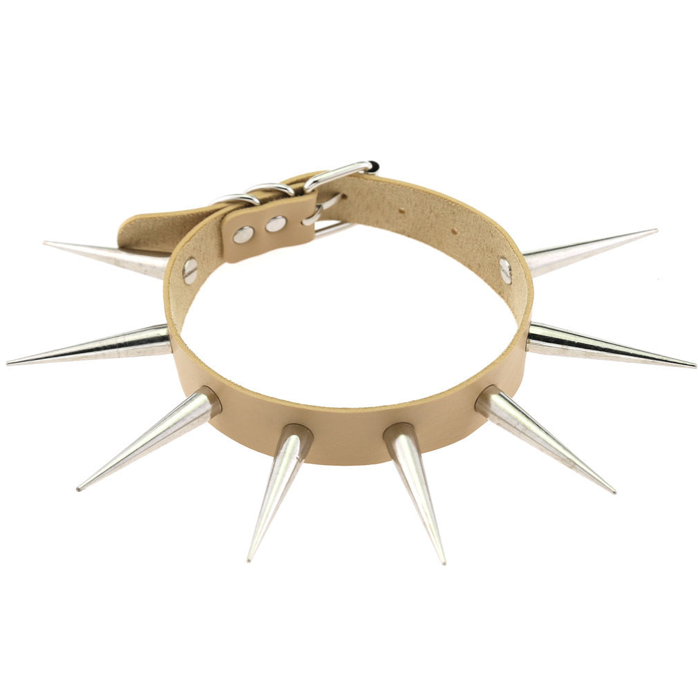 skin color Spike Leather Collar