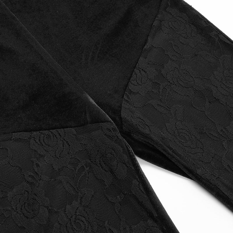 bell bottomed Sheer Gothic Lace Pants with Roses