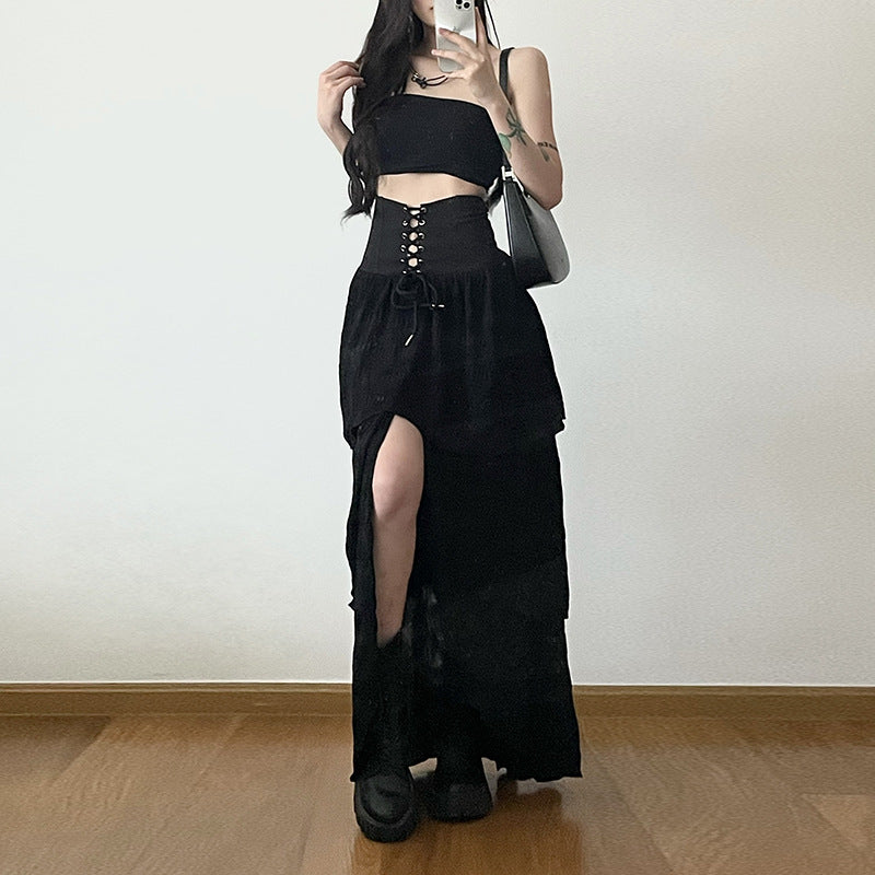 lace up belt skirt