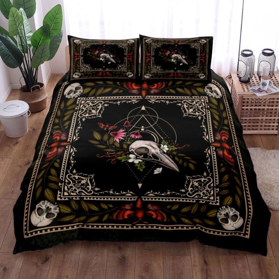 bird skull Skeleton Crow Skull Bedding Set