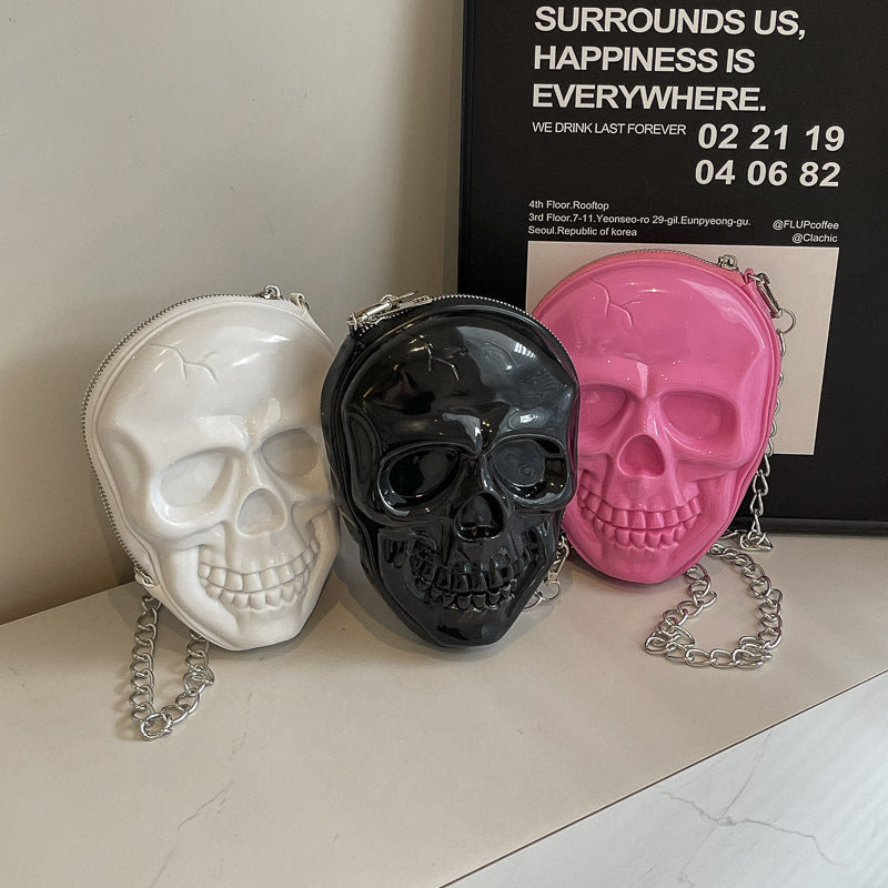 black 3D Skull Crossbody Bag Gothic Womens