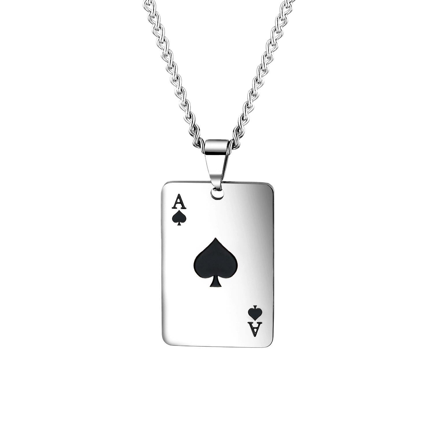 black ace Playing Card Pendant necklace