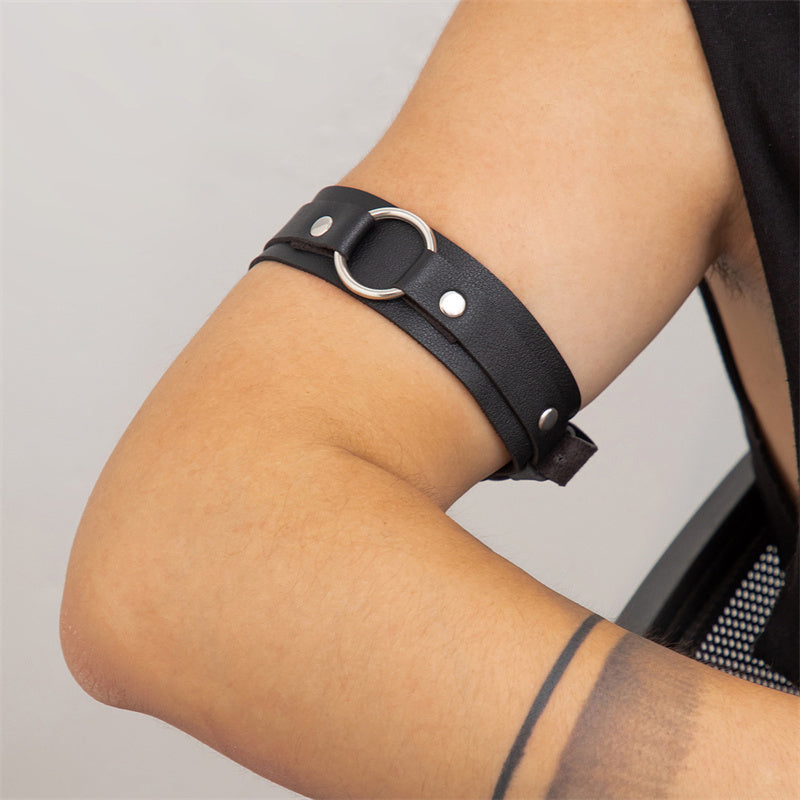 unisex black Gothic Leather Arm Bracelet