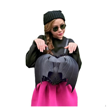 black Bat Backpack Black Gothic Bat Wings Bag
