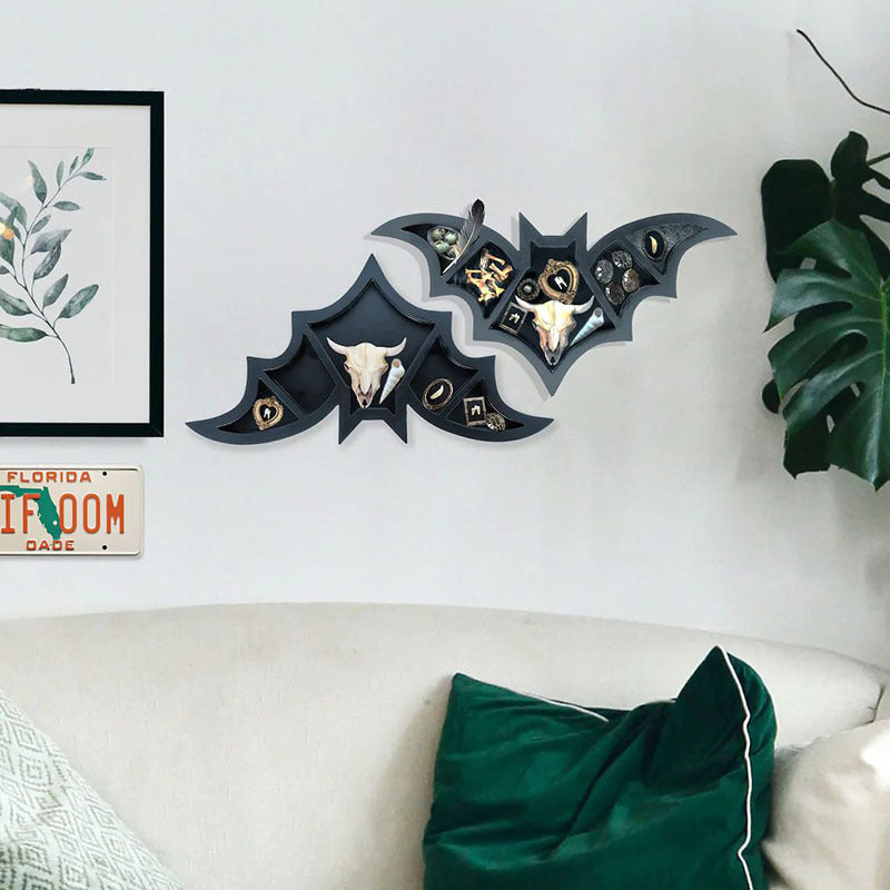 black Bat Shaped Wall Rack Shelf