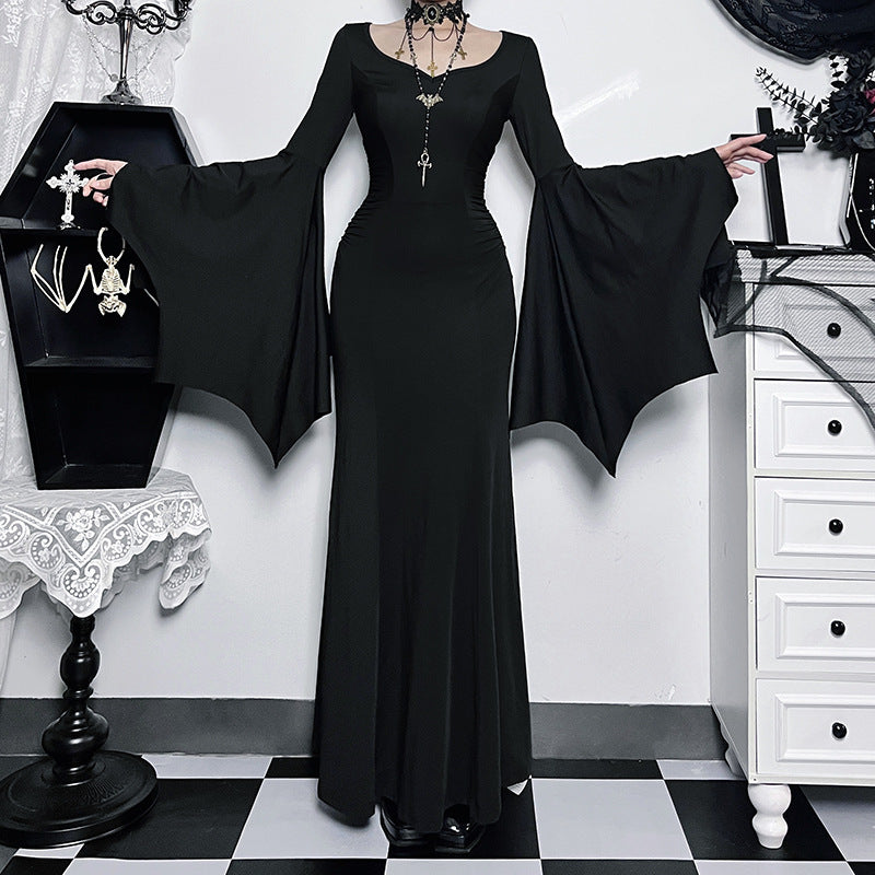 black Bat Sleeved Maxi Dress