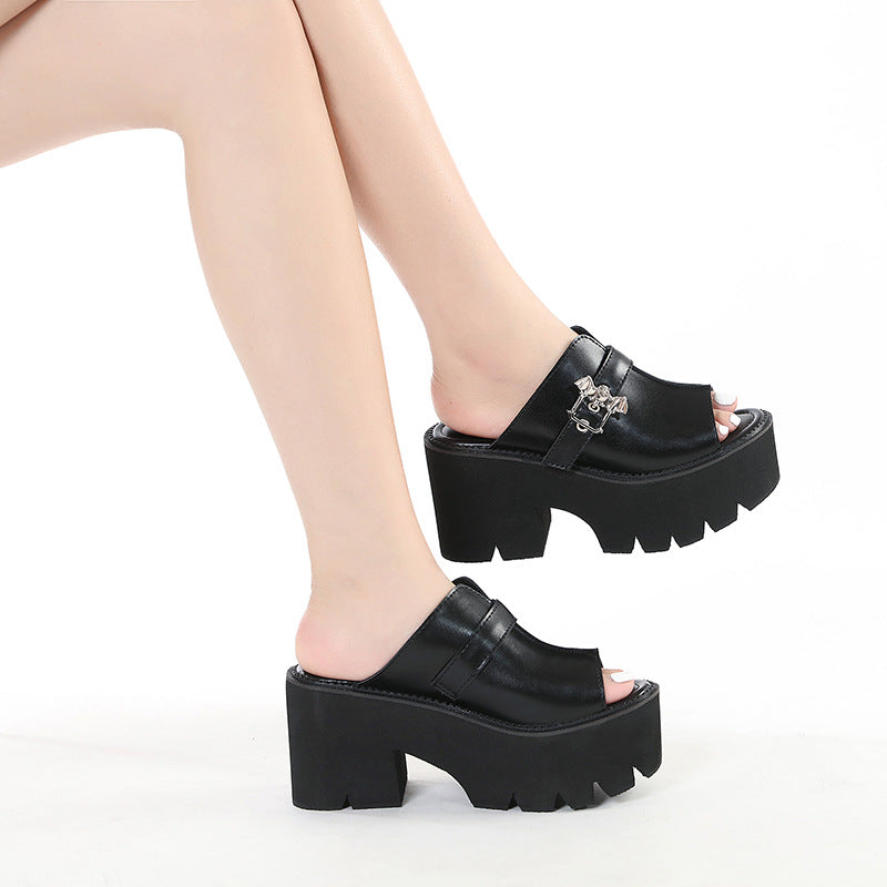 black Bat Slide Sandals Gothic
