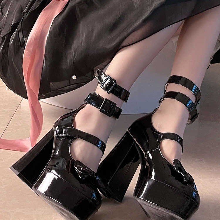 black Bow Goth Heels