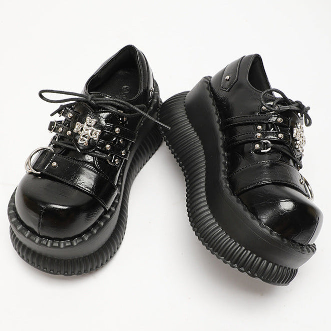 Cross Goth Platform Shoes Vegan Leather Womens