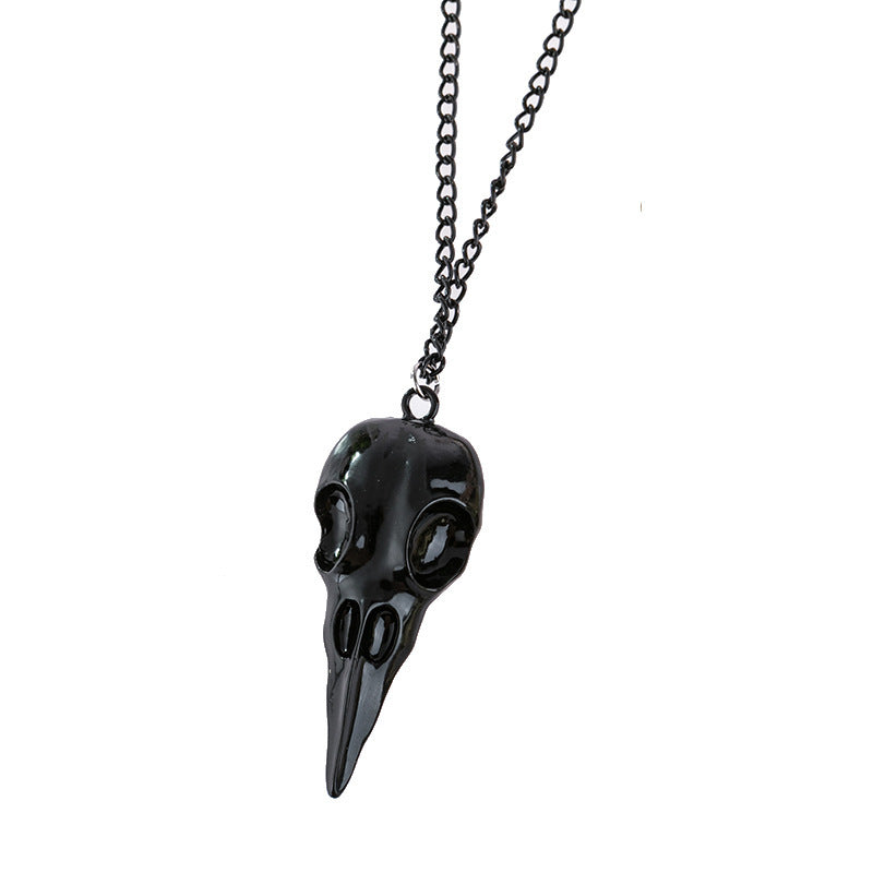 black Crow Skull Necklace