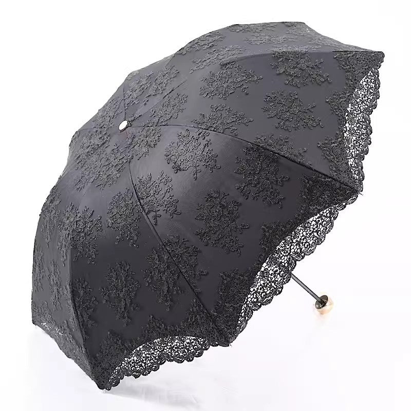 black Embroidered Lace Parasol Gothic