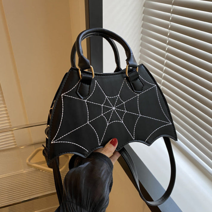 black Goth Bat Spider Web Purse