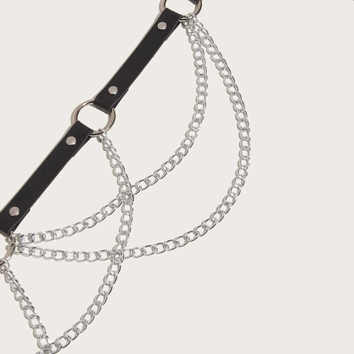 black Goth Belt with Chains Womens