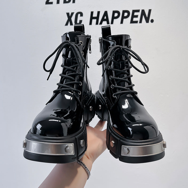black Goth Platform Boots for Men