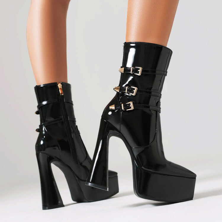 black Goth Platform Heel Boots Womens
