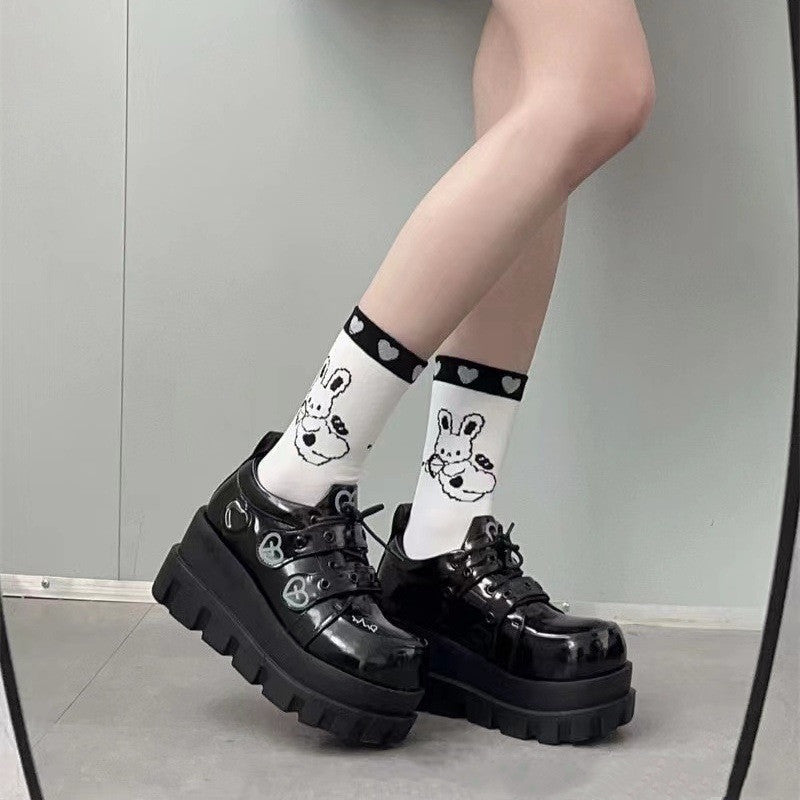 black Goth Platform Shoes Leather