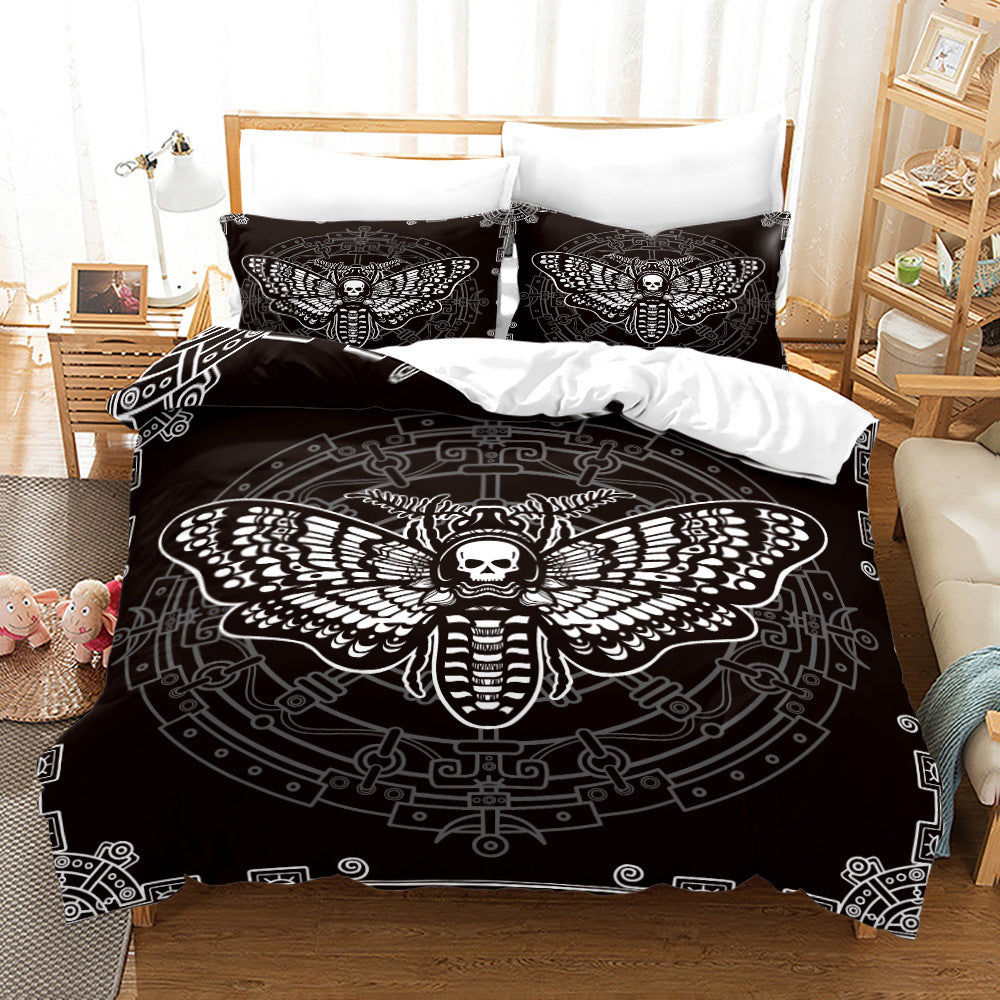 black Goth Skull Butterfly Bed Set duvet cover with pillowcases