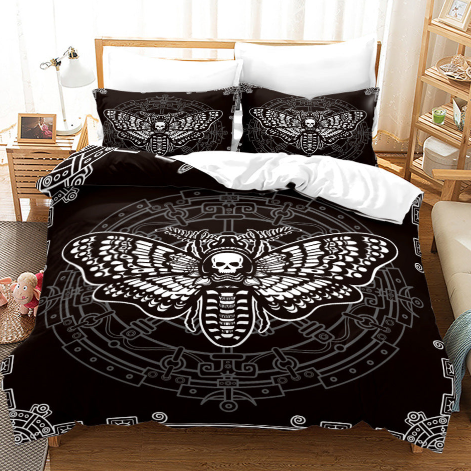 alternative Goth Skull Butterfly Bed Set