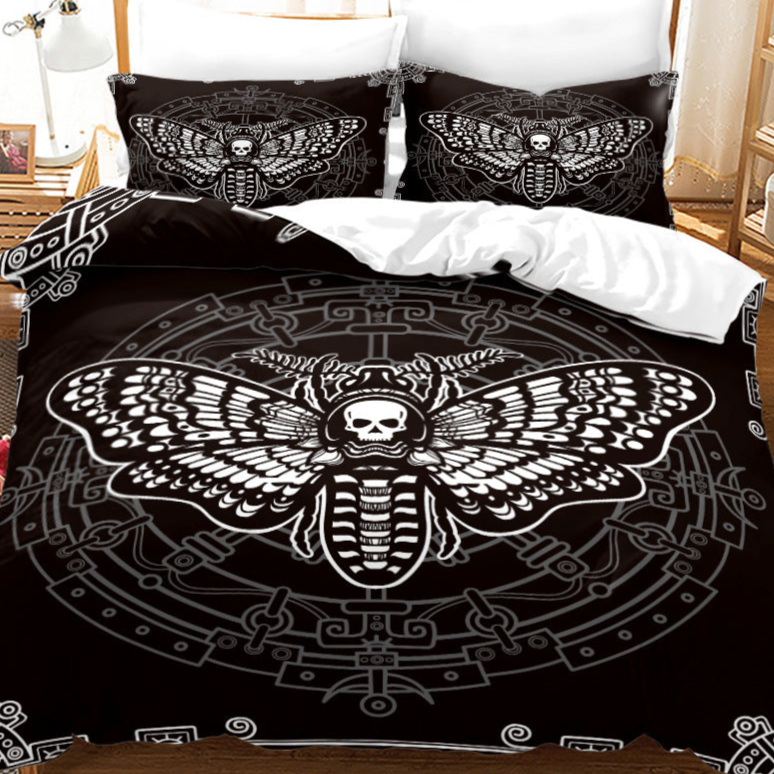 Goth Skull Butterfly Bed Set wth pillowcases punk