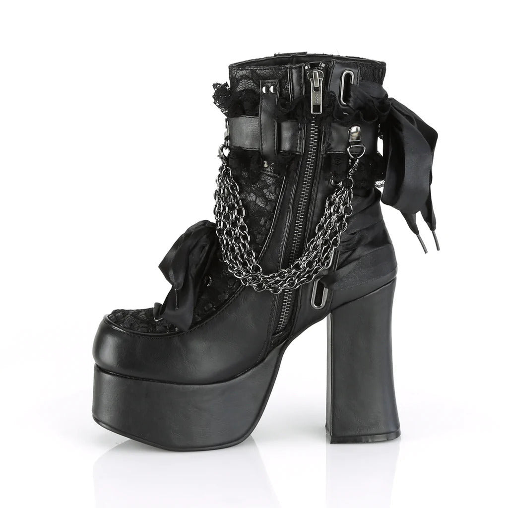 black Gothic Lace Boots Bows with Chains