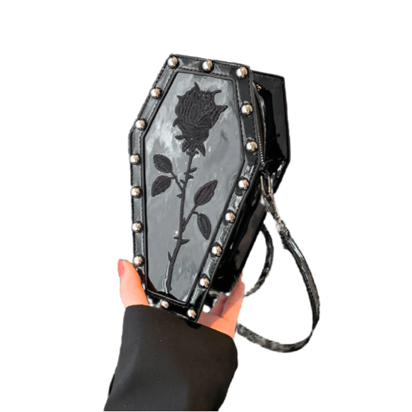 Gothic Roses Coffin Shaped Bag Womens