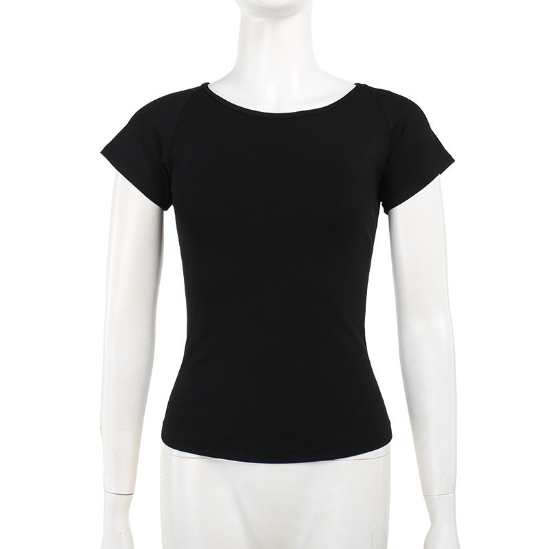black Gothic Sheer Backless T-Shirt