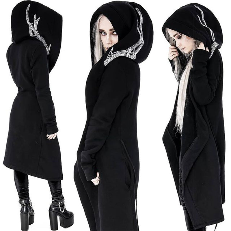black Large Hood Gothic Hoodie