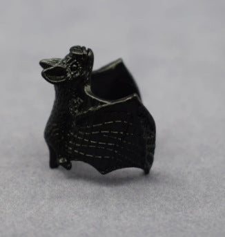 black Large Vintage Adjustable Bat Ring