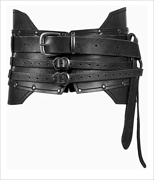 black Medieval Leather Waist Belt