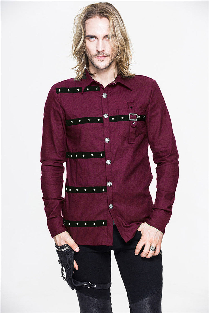 black Mens Punk Gothic Shirt