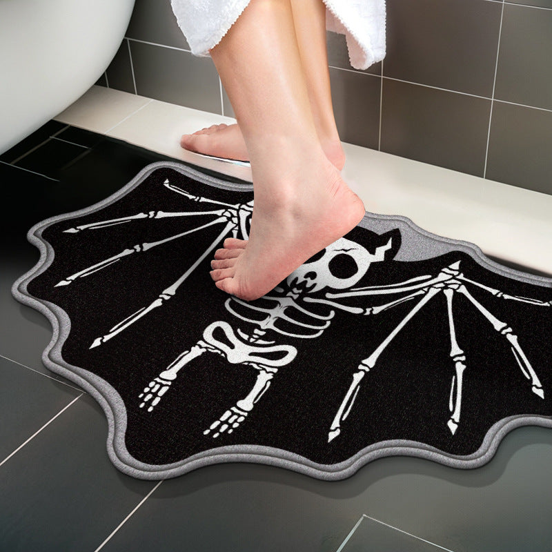 black Skeleton Bat mat