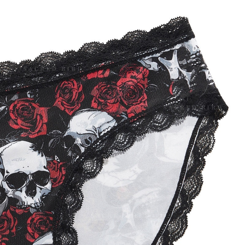 black Skull Roses Gothic Panty