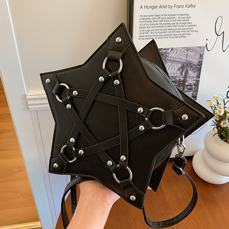 black Star Pentagram Purse Goth Messenger Type