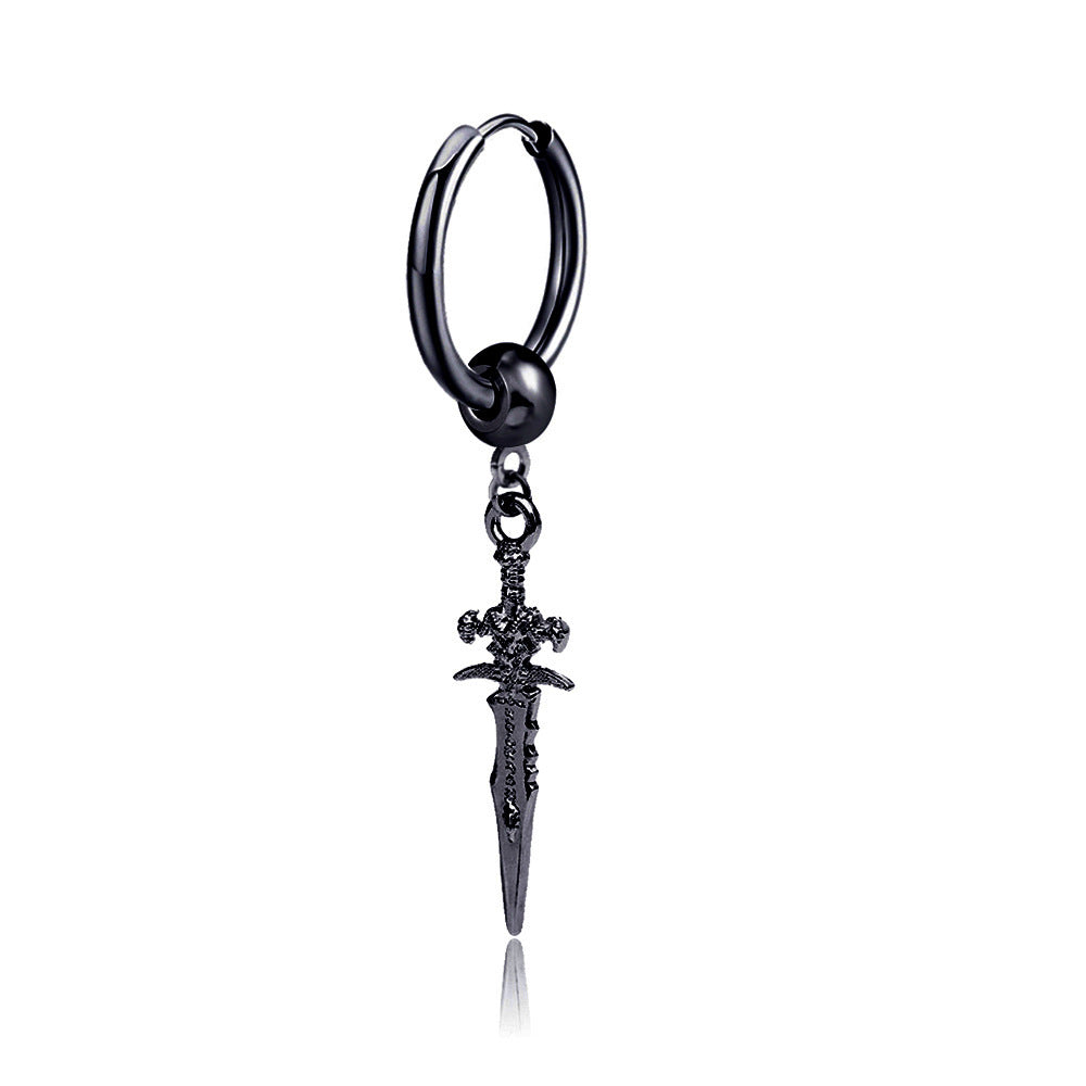 black Sword Earrings Womens
