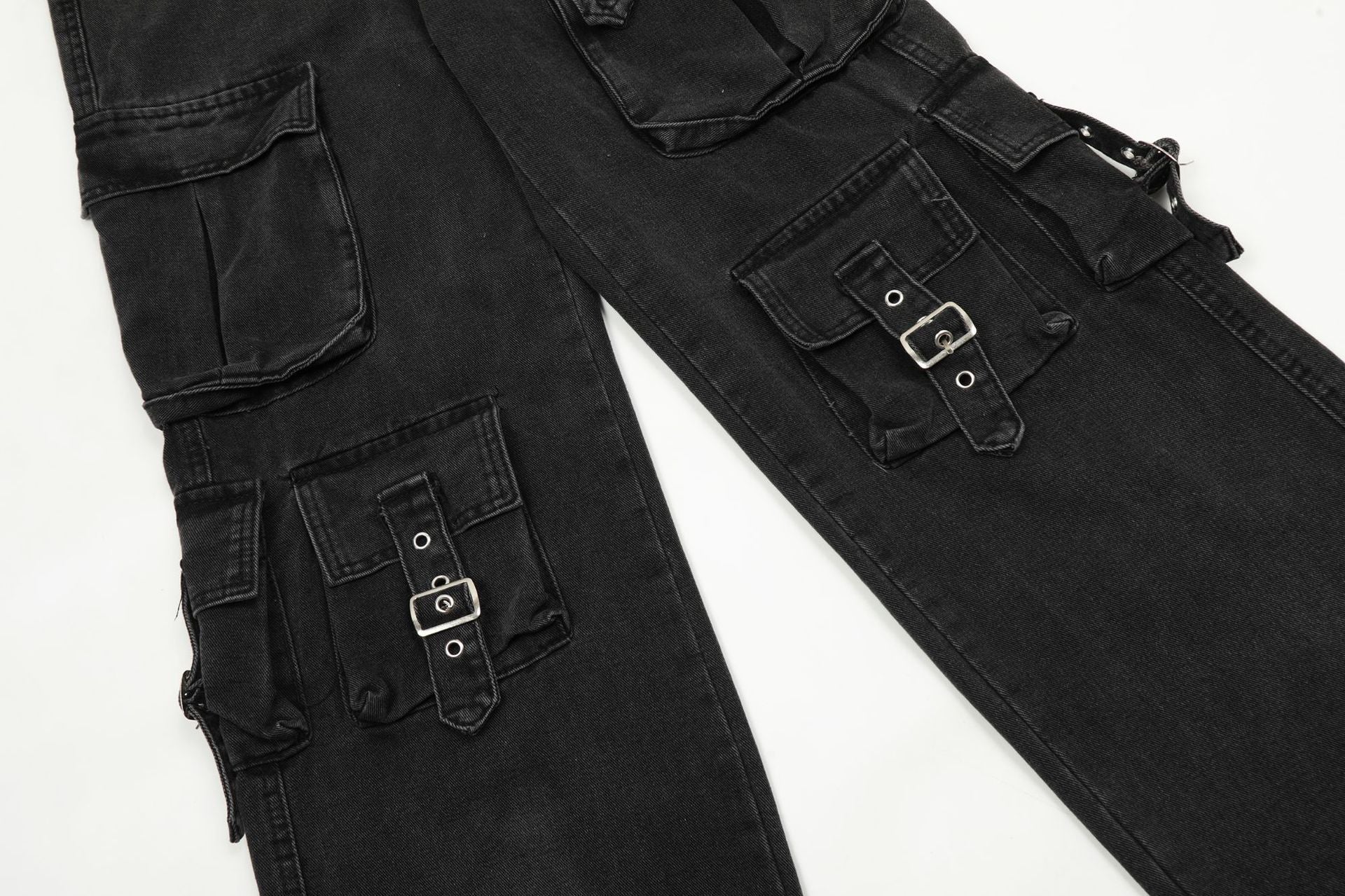 black Wide Cargo Jeans for Men