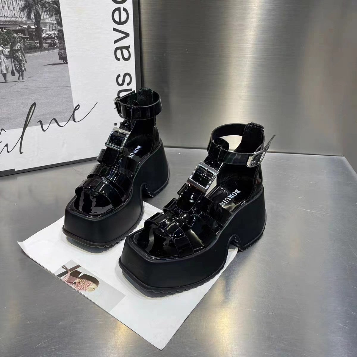black Womens Alternative Platform Sandals