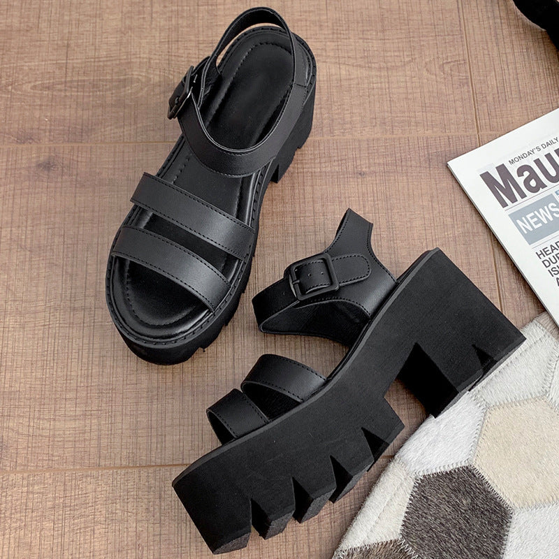 black Womens Casual Goth Sandals