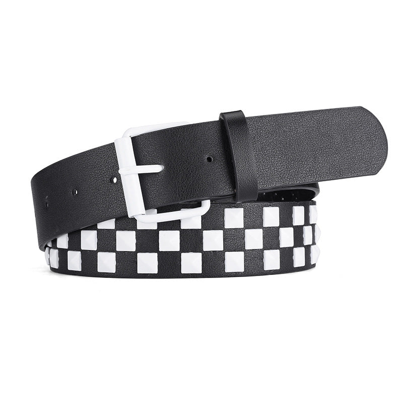white black
Emo Punk Studded Plaid Checked Belt