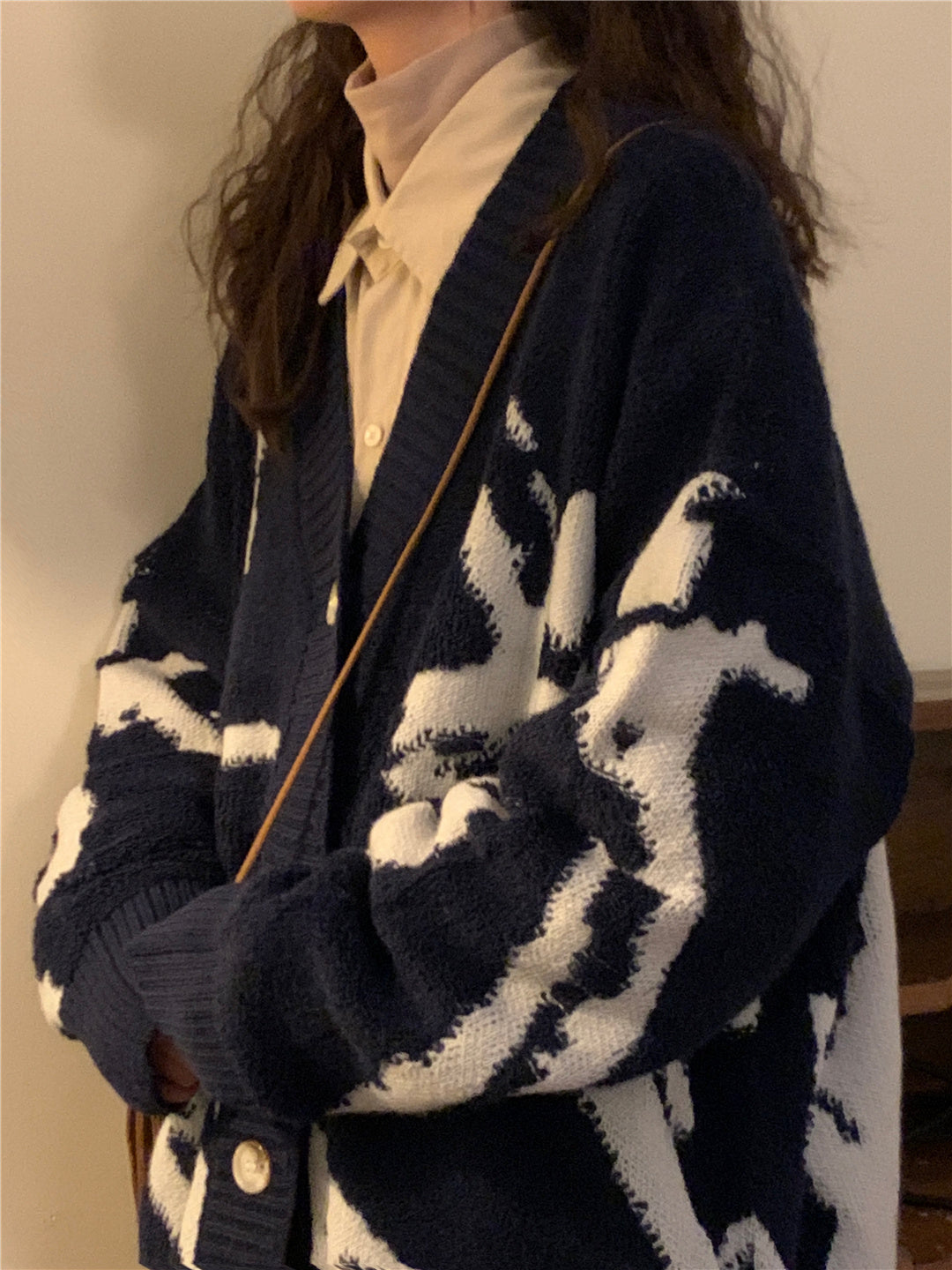 Alternative Cardigan Sweater Black White Womens