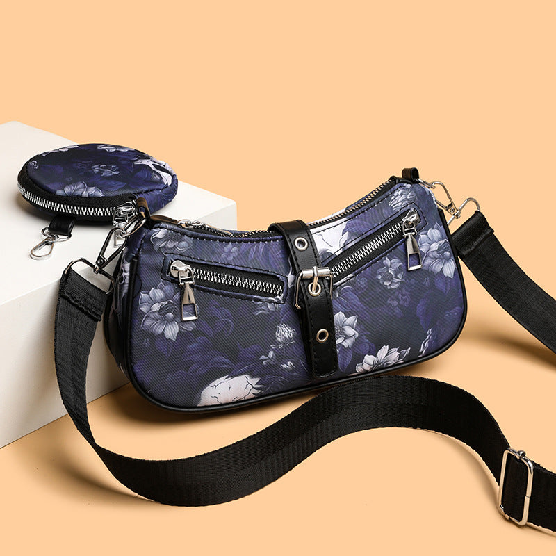 blue black Floral Skull Casual Goth Bag Womens