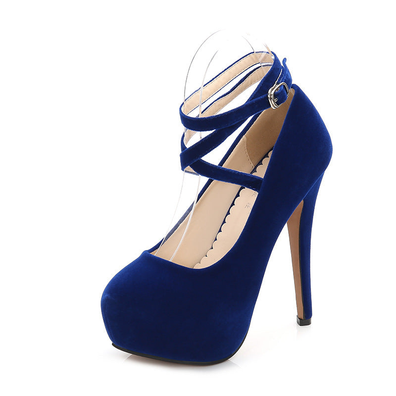 blue Strappy Platforms High Heels