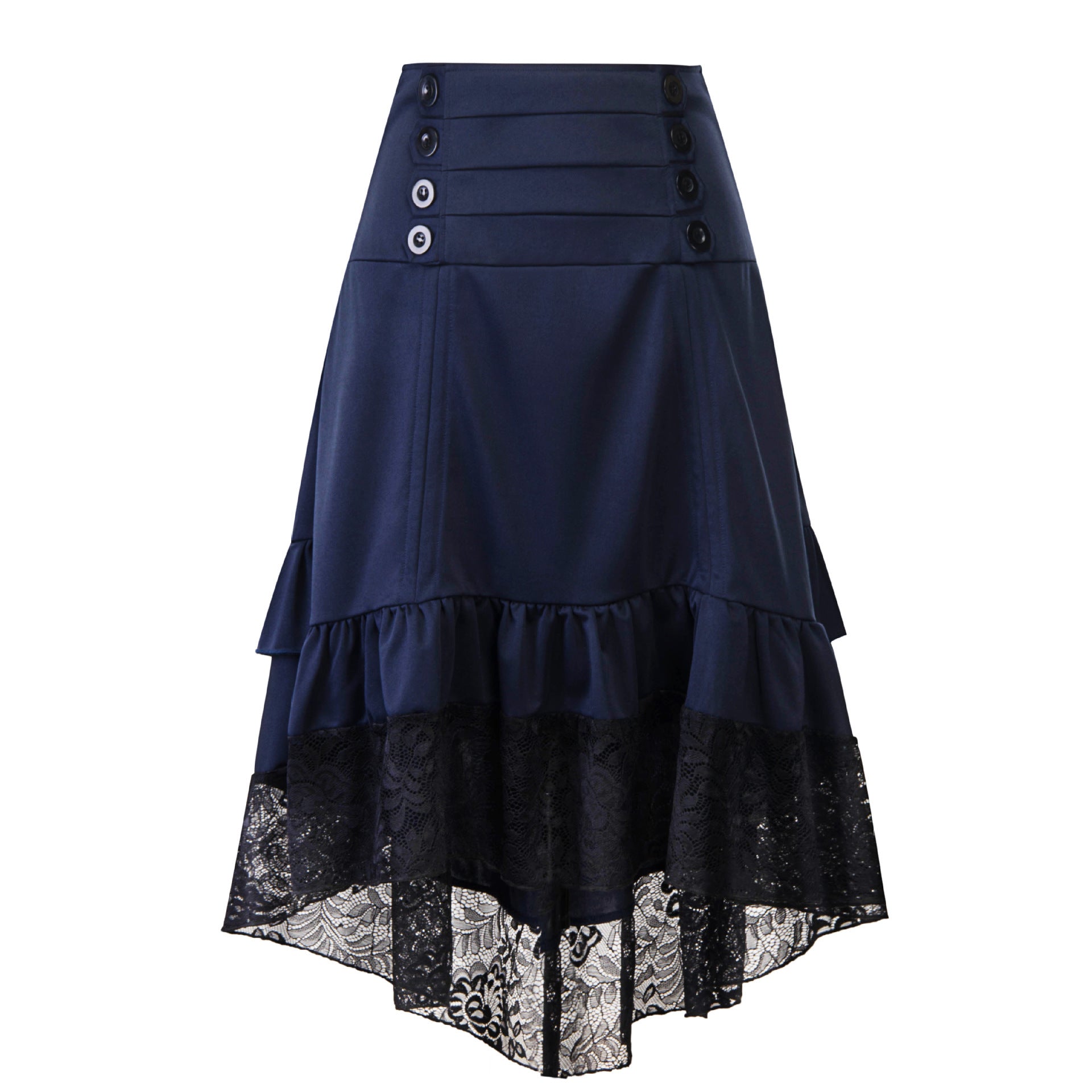 blue Victorian Goth Midi Skirt