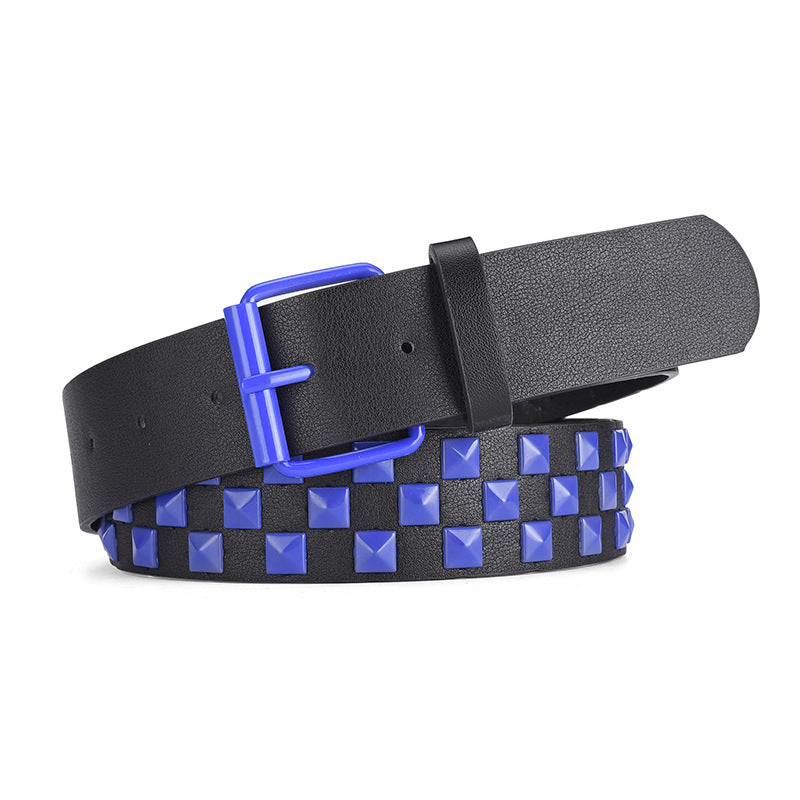 blue
Emo Punk Studded Plaid Checked Belt