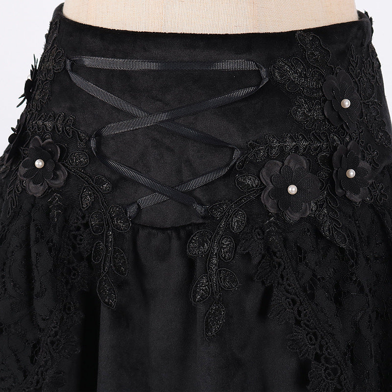 boho Gothic Lace Up Corset Skirt