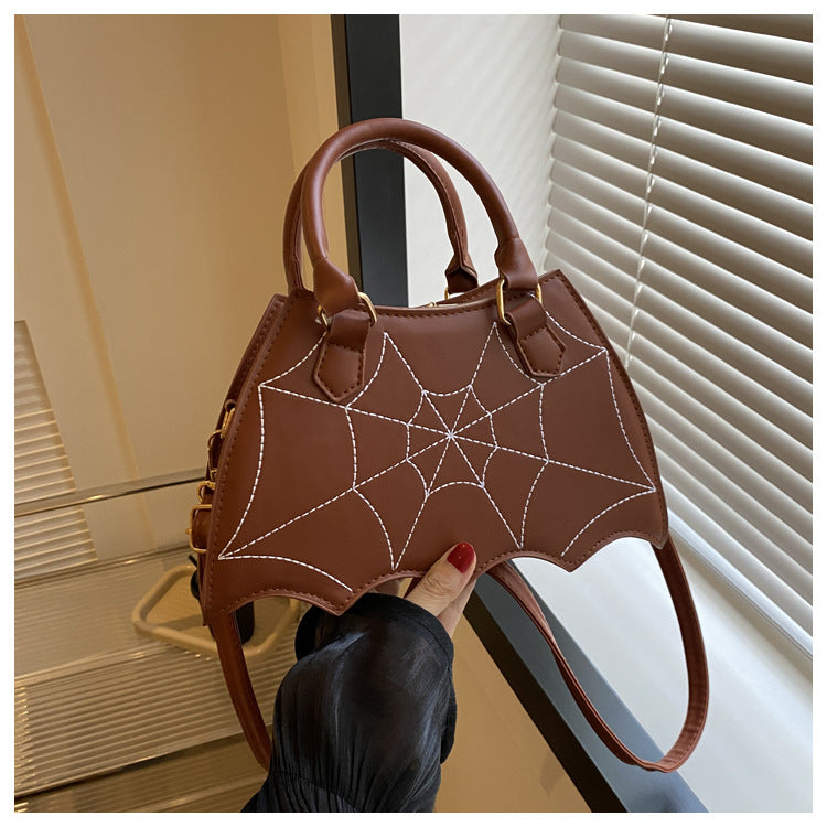 brown Goth Bat Spider Web Purse